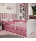 Lit enfant rose sans motif avec tiroir avec matelas 70x140cm - 