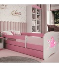 Lit enfant rose princesse à cheval avec tiroir avec matelas 70x140cm - 