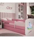Lit enfant bébé éléphant rose avec tiroir avec matelas 70x140cm - 