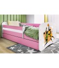 Lit enfant sport basketball rose avec tiroir et matelas 70x140cm - 