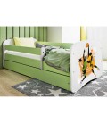 Lit enfant sport basketball vert avec tiroir et matelas 70x140cm - 