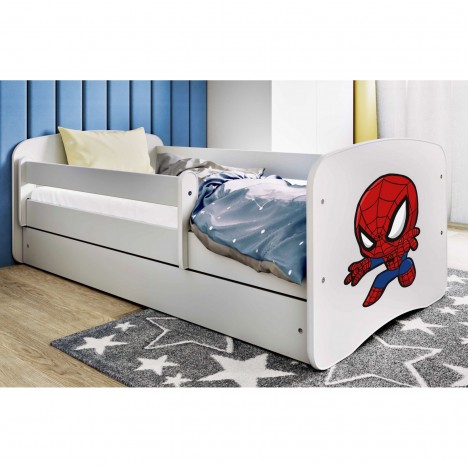 Lit enfant spiderman blanc avec tiroir avec matelas 70x140cm - 