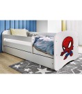 Lit enfant spiderman blanc avec tiroir avec matelas 70x140cm - 