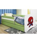 Lit enfant vert spiderman avec tiroir avec matelas 70x140cm - 