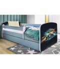 Lit enfant course bleu avec tiroir avec matelas 70x140cm - 