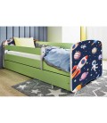 Lit enfant cosmos galaxie vert avec tiroir et matelas 70x140cm - 
