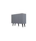 Bahut 120cm gris 3 portes 6 espaces de rangement Toriny