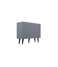 Bahut 120cm gris 3 portes 6 espaces de rangement Toriny