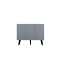 Bahut 120cm gris 3 portes 6 espaces de rangement Toriny
