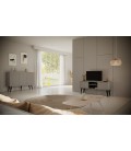 Bahut 120cm gris 3 portes 6 espaces de rangement Toriny