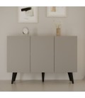 Bahut 120cm gris 3 portes 6 espaces de rangement Toriny