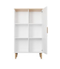 Bibliothèque L80cm 1 porte 3 cases blanc et bois Denvy