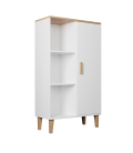 Bibliothèque L80cm 1 porte 3 cases blanc et bois Denvy