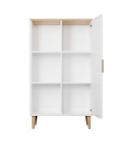 Bibliothèque L80cm 1 porte 3 cases blanc et bois Denvy