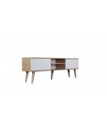 Meuble TV 160cm bois et blanc 2 placards 2 cases Toriny