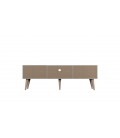 Meuble TV 160cm bois et blanc 2 placards 2 cases Toriny