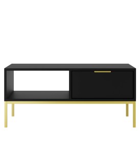 Table basse 2 tiroirs noire et dorée 100x60cm Austa
