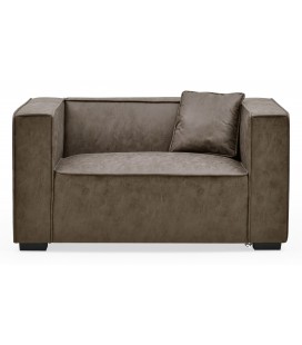 Fauteuil large Sigrid Tissu effet peau Vintage Marron