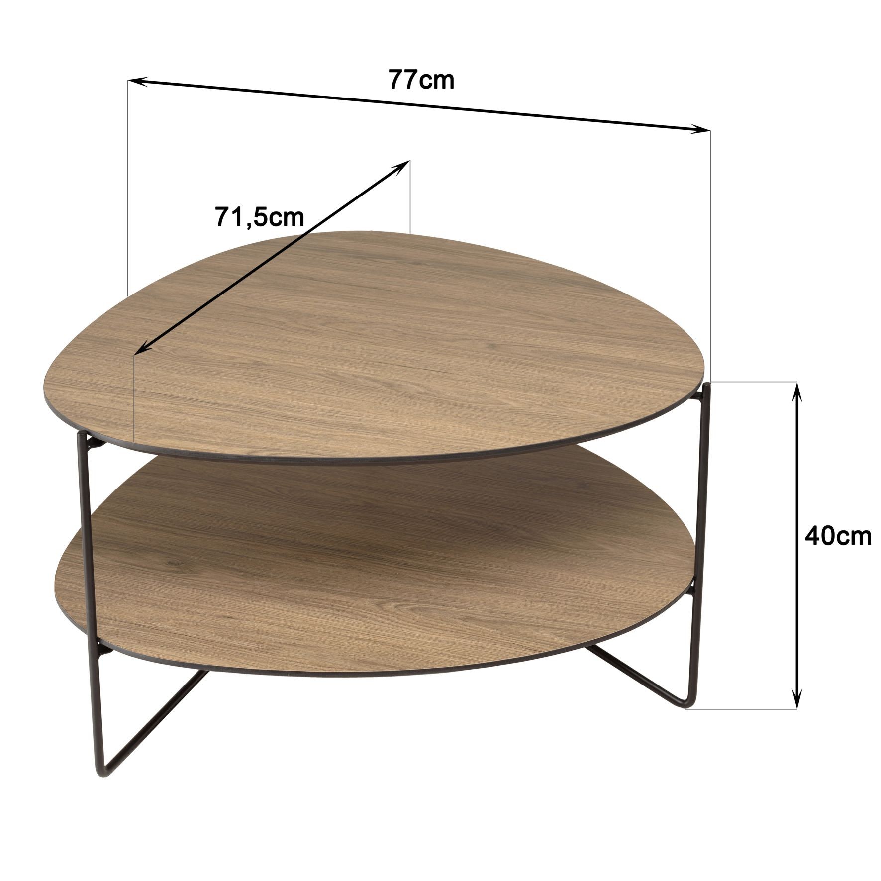 dimensions table basse ovale manado double plateau