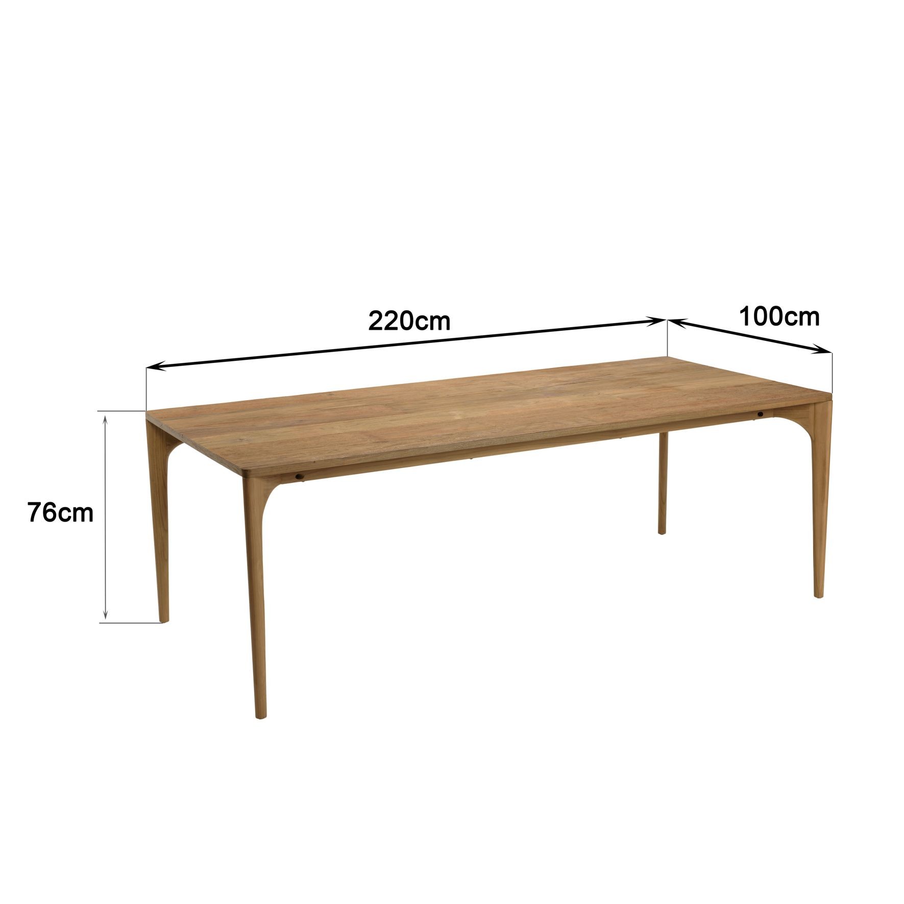 dimensions de la table MADY en teck recyclé