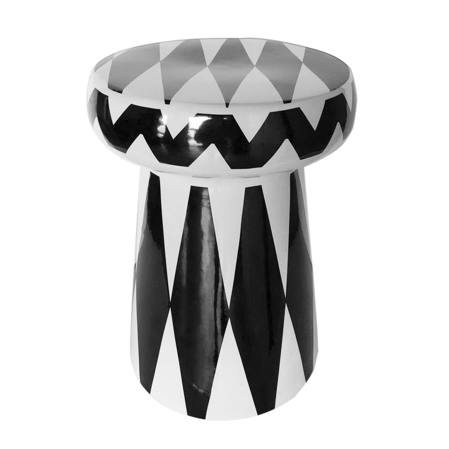 Pouf en céramique noir et blanc Africa