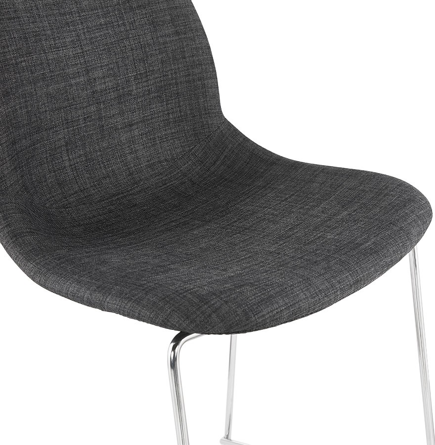 Tabouret snack mi-hauteur FAKIR MINI en tissu gris foncé et métal chromé