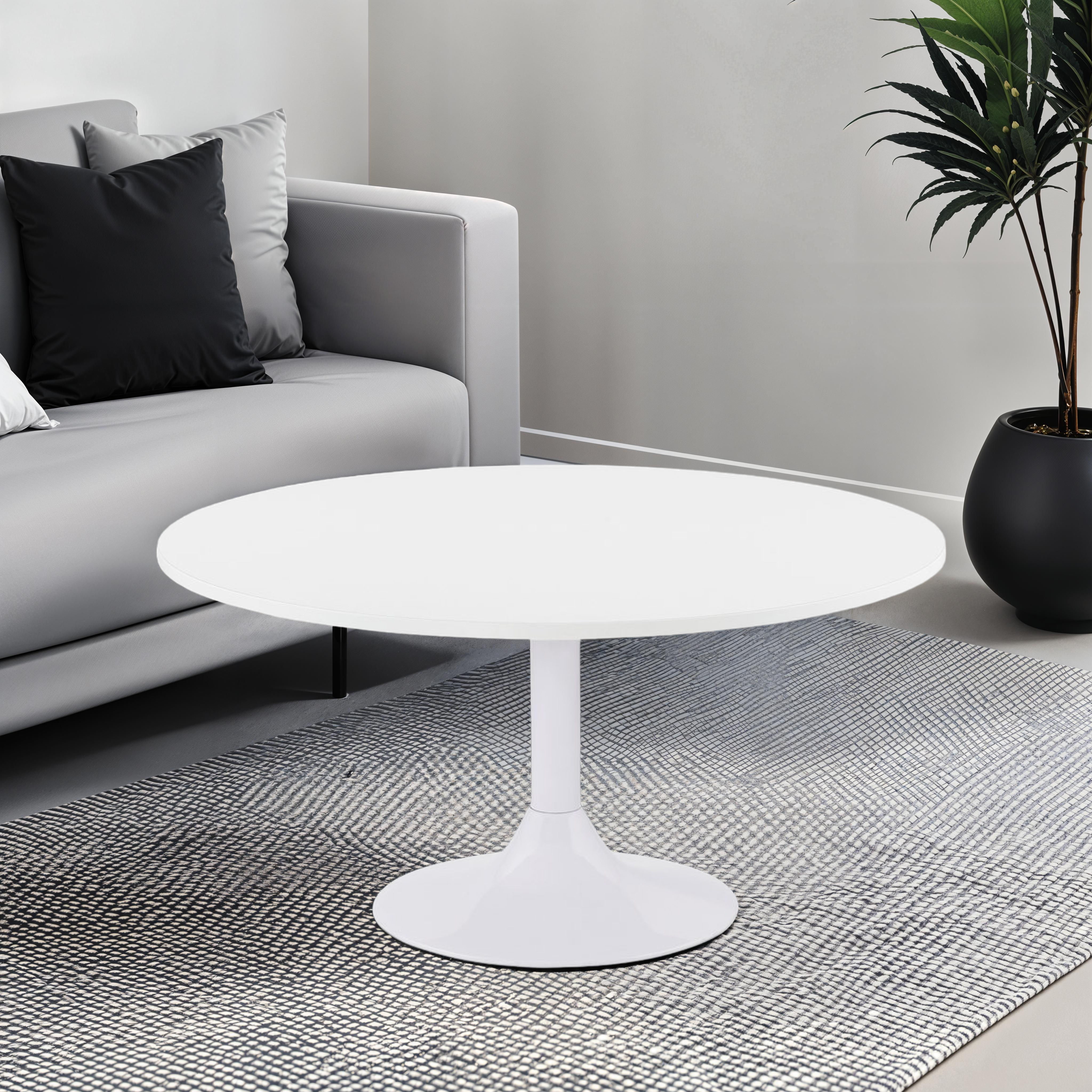 Table basse lounge DETROY blanche diam. 90 cm