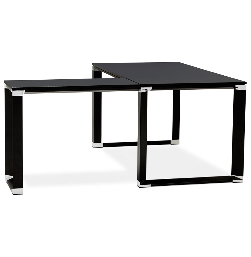 Bureau de direction en angle design en bois noir - 160 cm