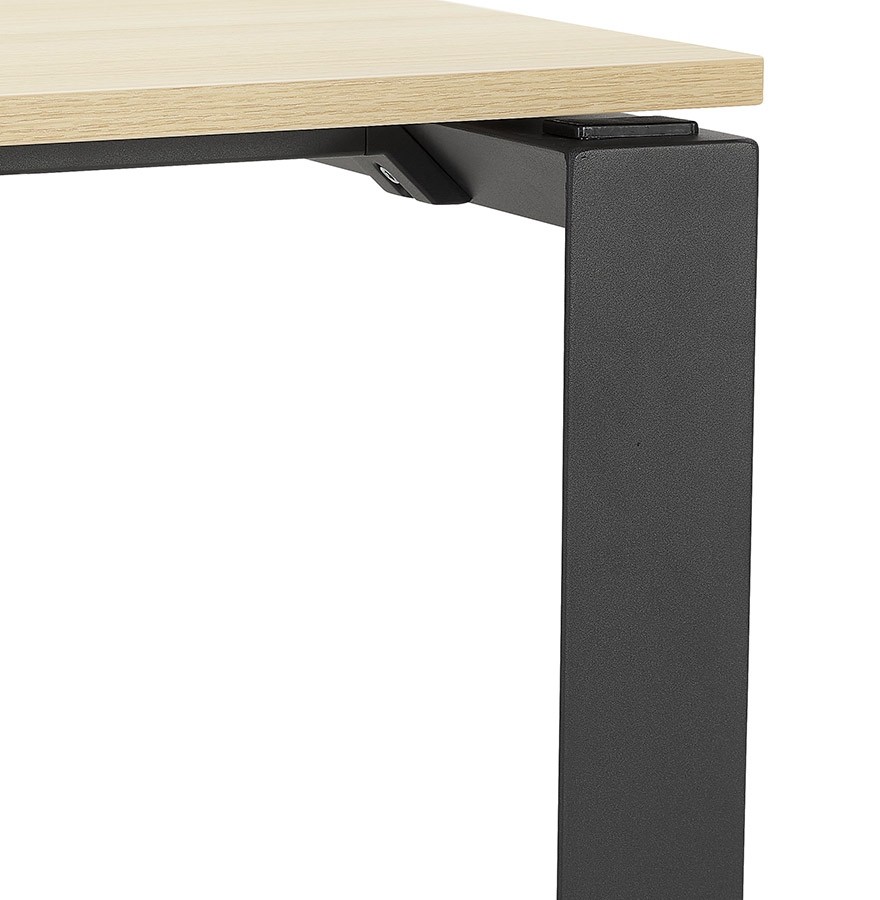 Table de réunion bureau bench en bois finition naturelle et métal noir - 160x160 cm