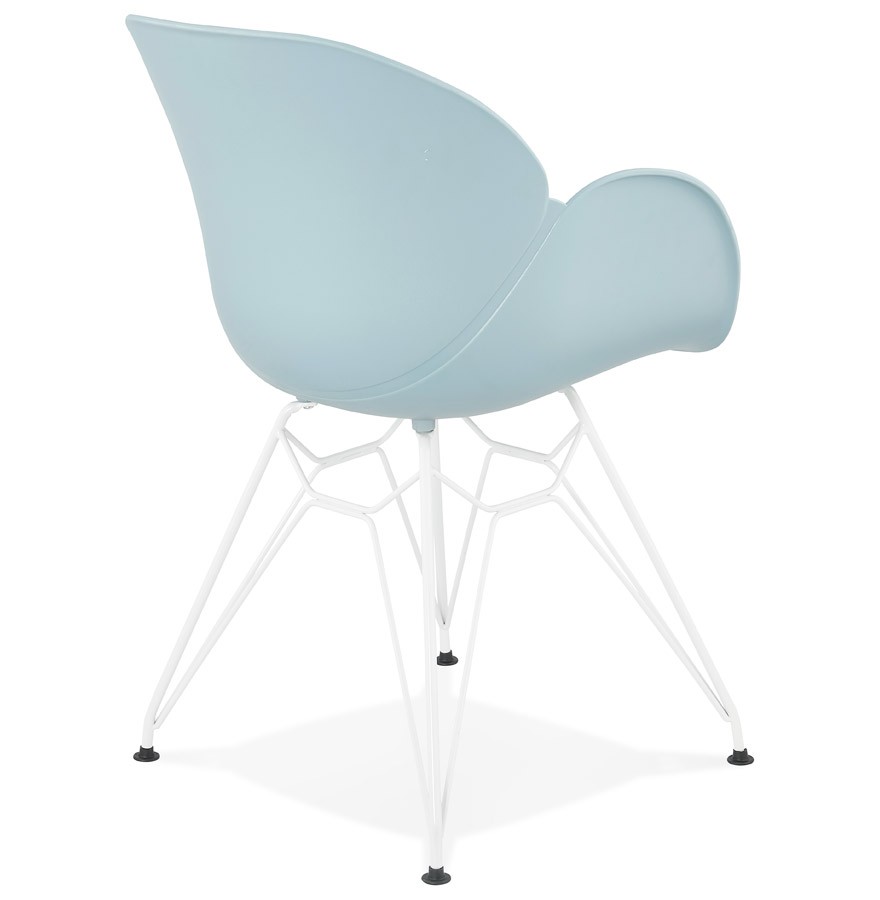 Chaise bleue pieds métal blanc FIDJI