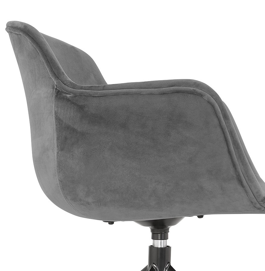 Chaise GRAPIN velours gris et métal noir