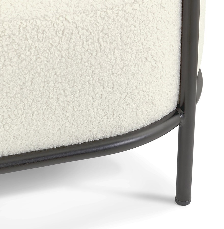 Banquette design en tissu bouloché beige