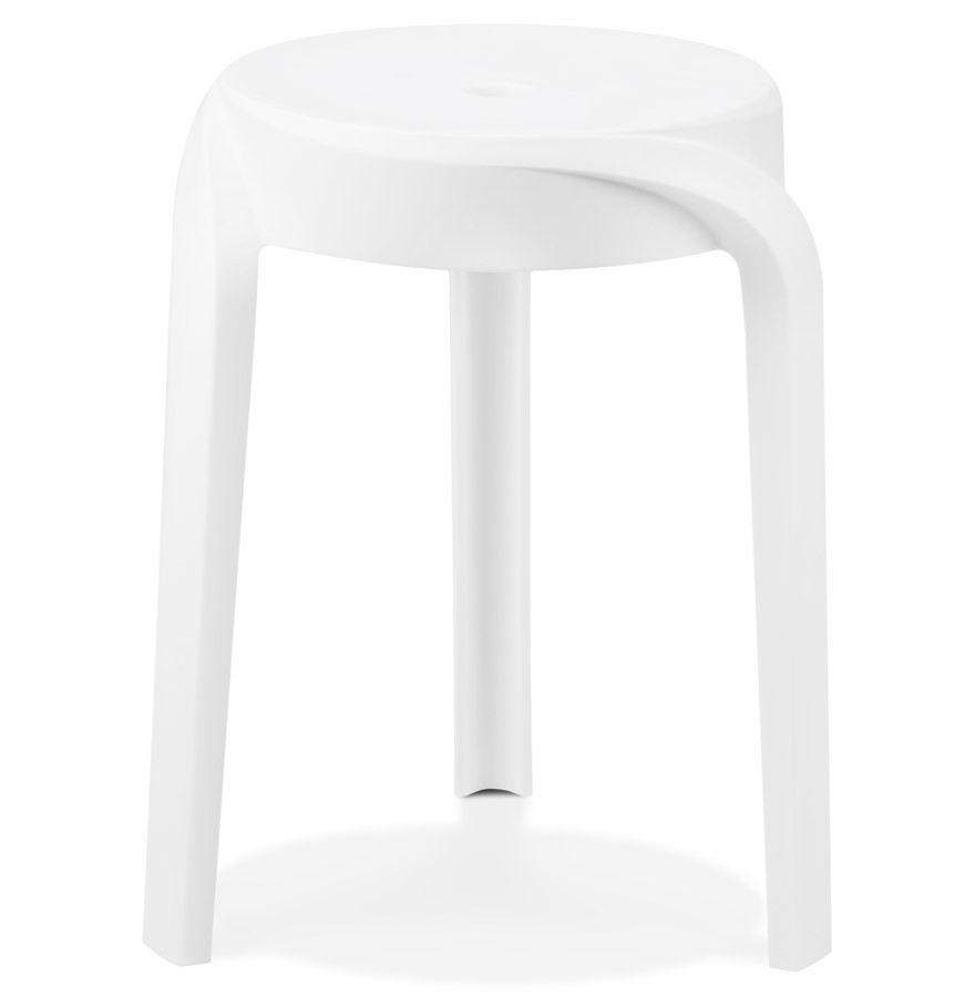 tabouret bas empilable POMPA en résine synthétique blanc