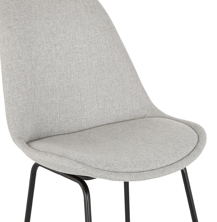 Tabouret de bar en tissu gris et pieds en métal noir