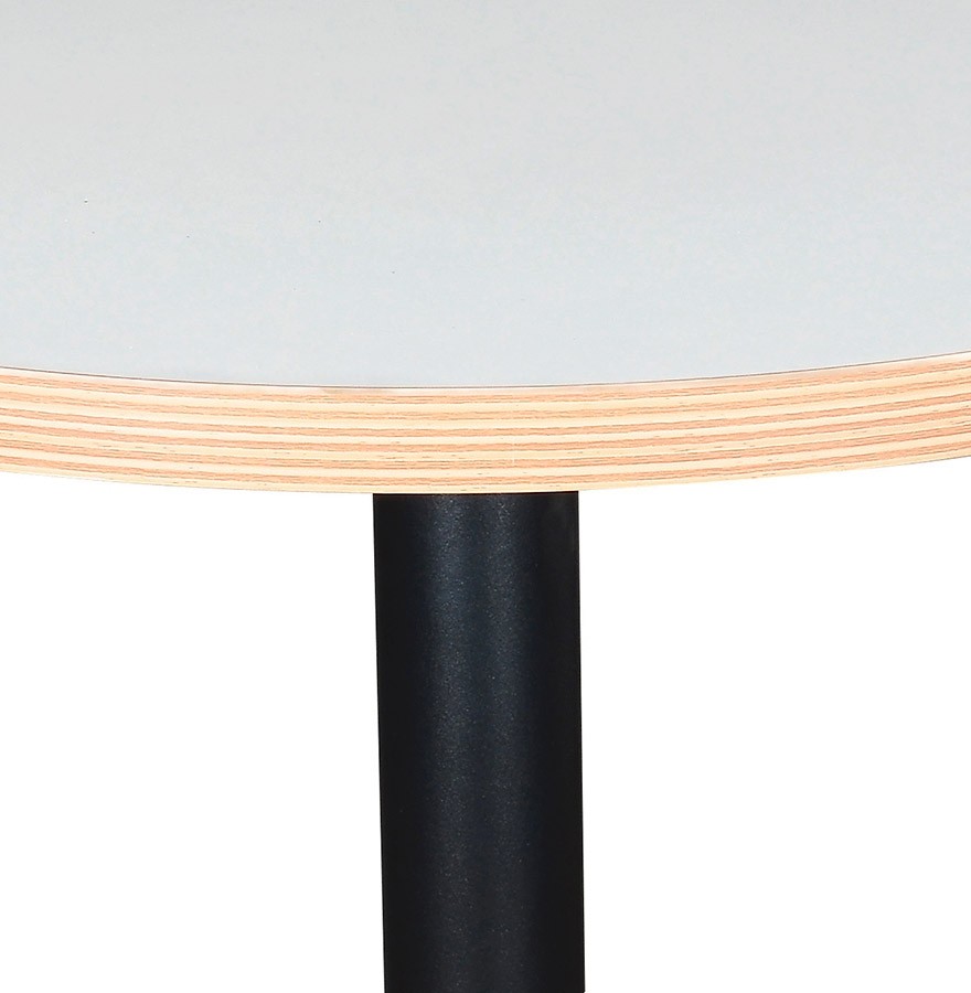 Table bistrot ronde blanche avec un pied en métal noir diamètre 80 cm