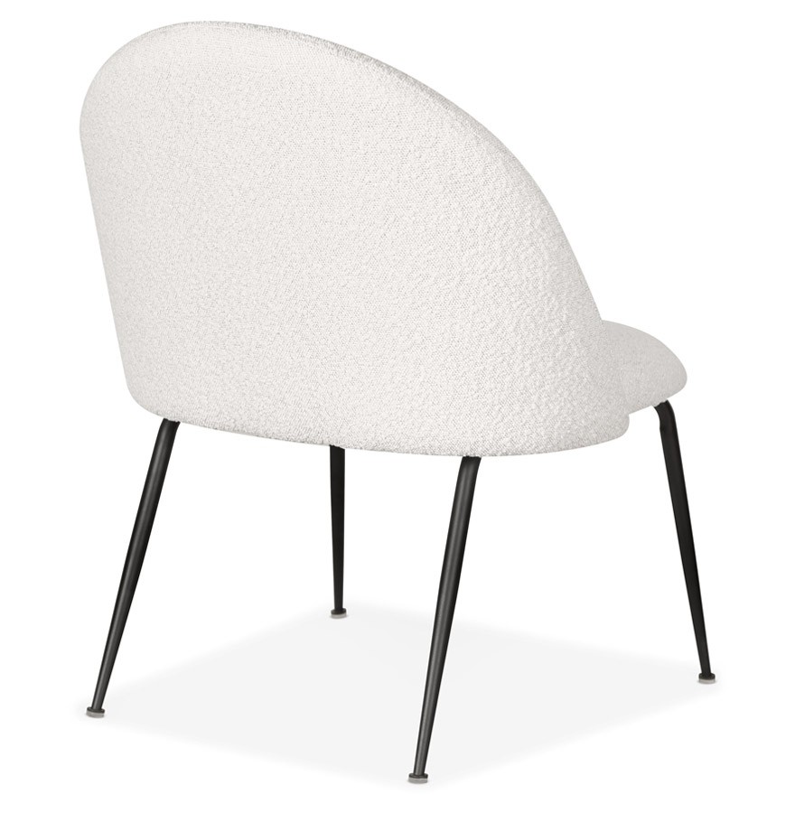 Fauteuil lounge en tissu bouclé blanc et métal noir