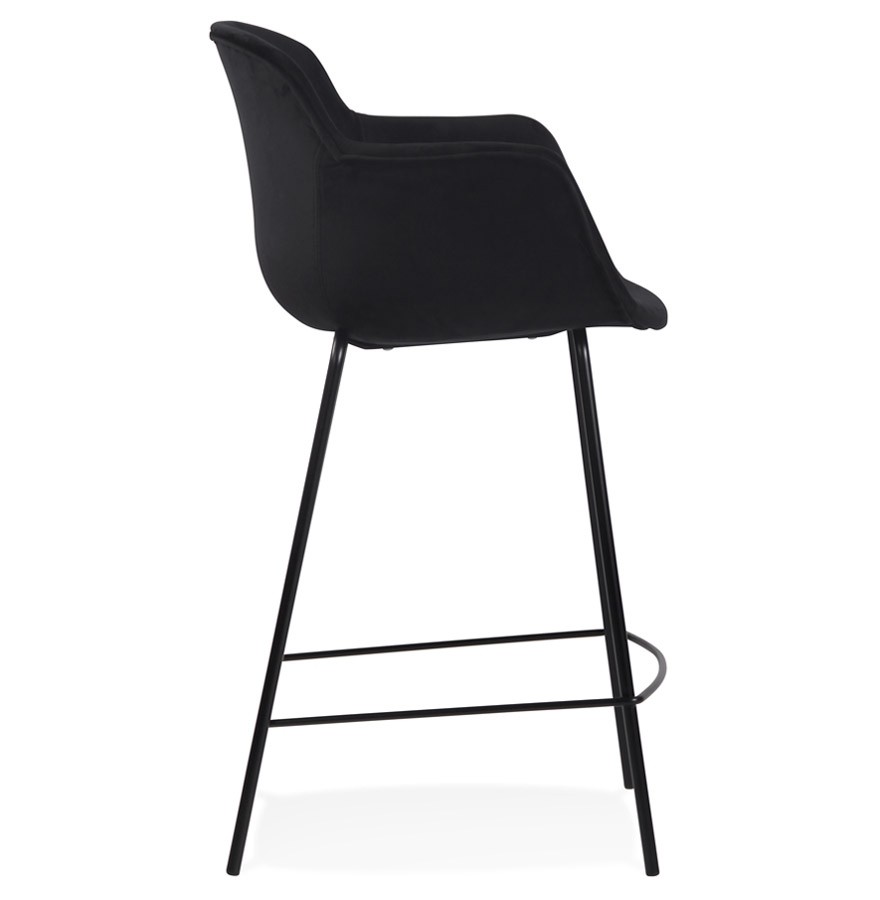 Tabouret snack en velours noir et métal noir