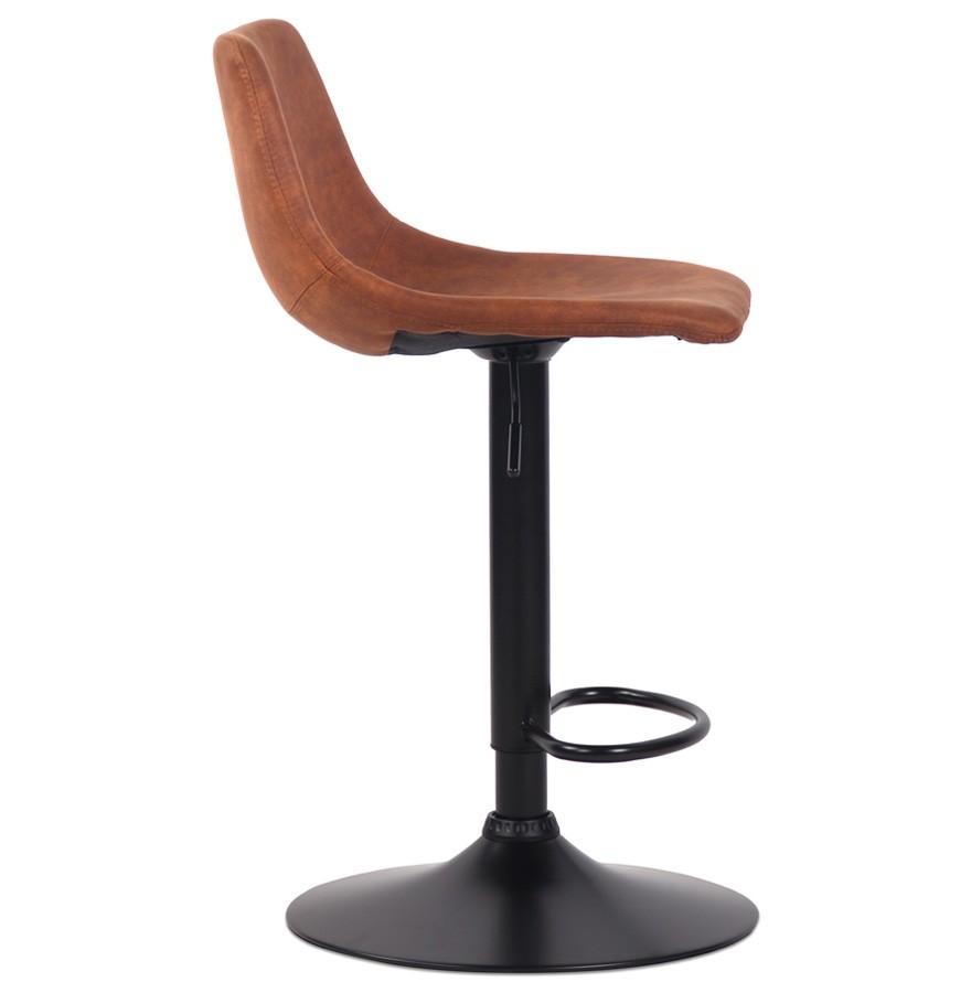 Tabouret réglable en microfibre brune et métal noir