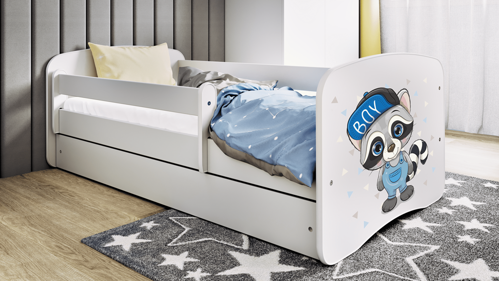 Lit enfant raton laveur blanc avec tiroir 70x140cm