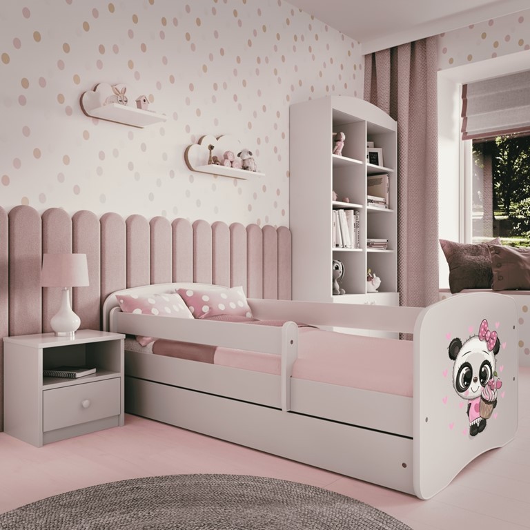 Lit enfant panda blanc avec tiroir 80x180cm