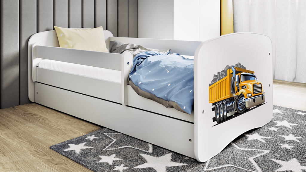 Lit enfant camion blanc avec tiroir 80x180cm