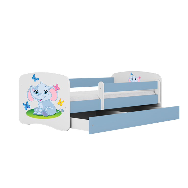Lit enfant bleu bébé éléphant avec tiroir
