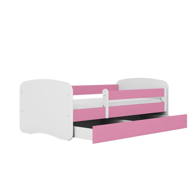 Lit enfant rose sans motif avec tiroir