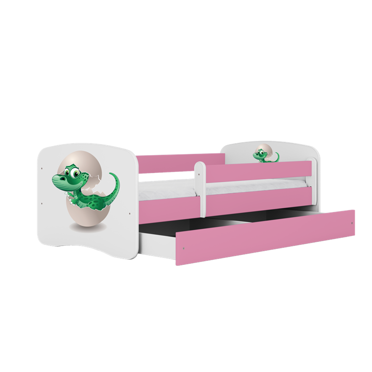 Lit enfant rose bébé dino avec tiroir