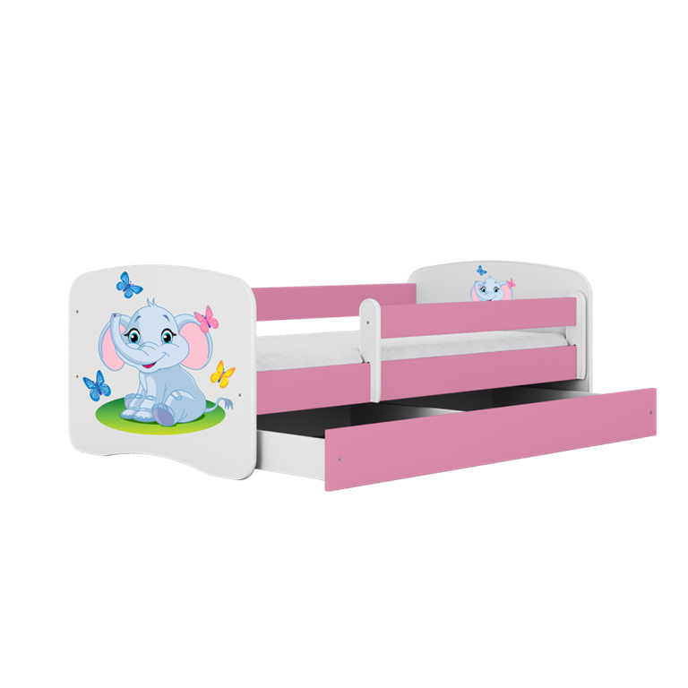 Lit enfant bébé éléphant rose avec tiroir