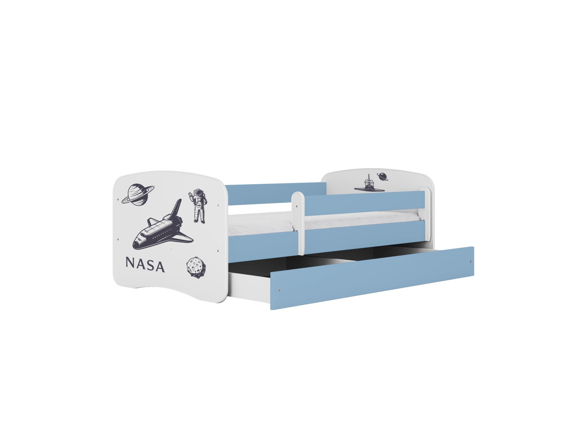 lit enfant espace NASA bleu avec matelas