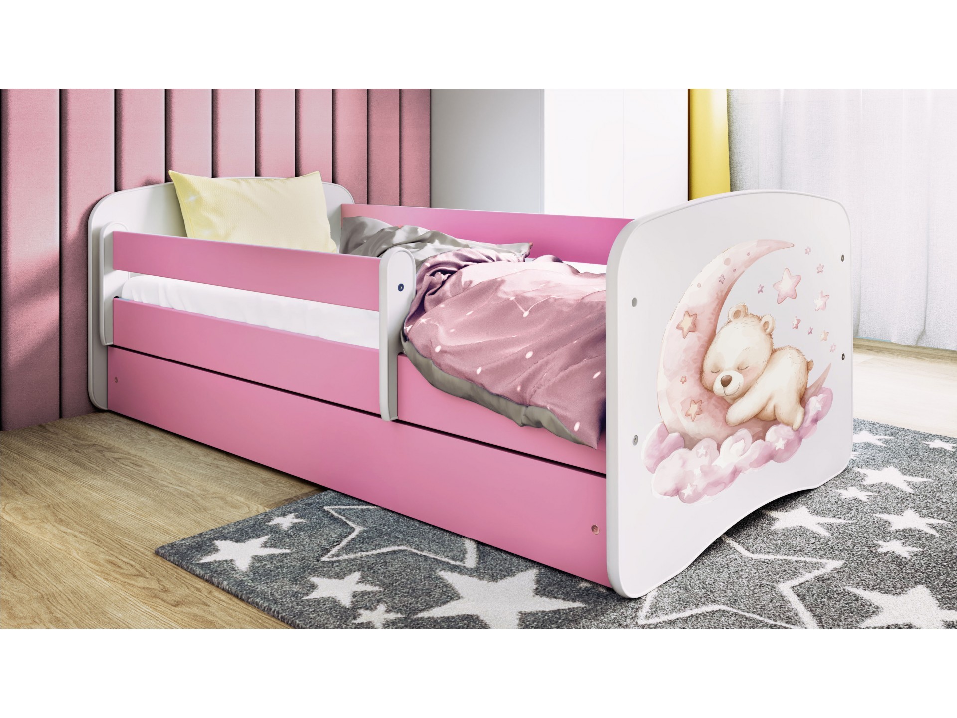 lit enfant rêve rose avec tiroir 70x140cm