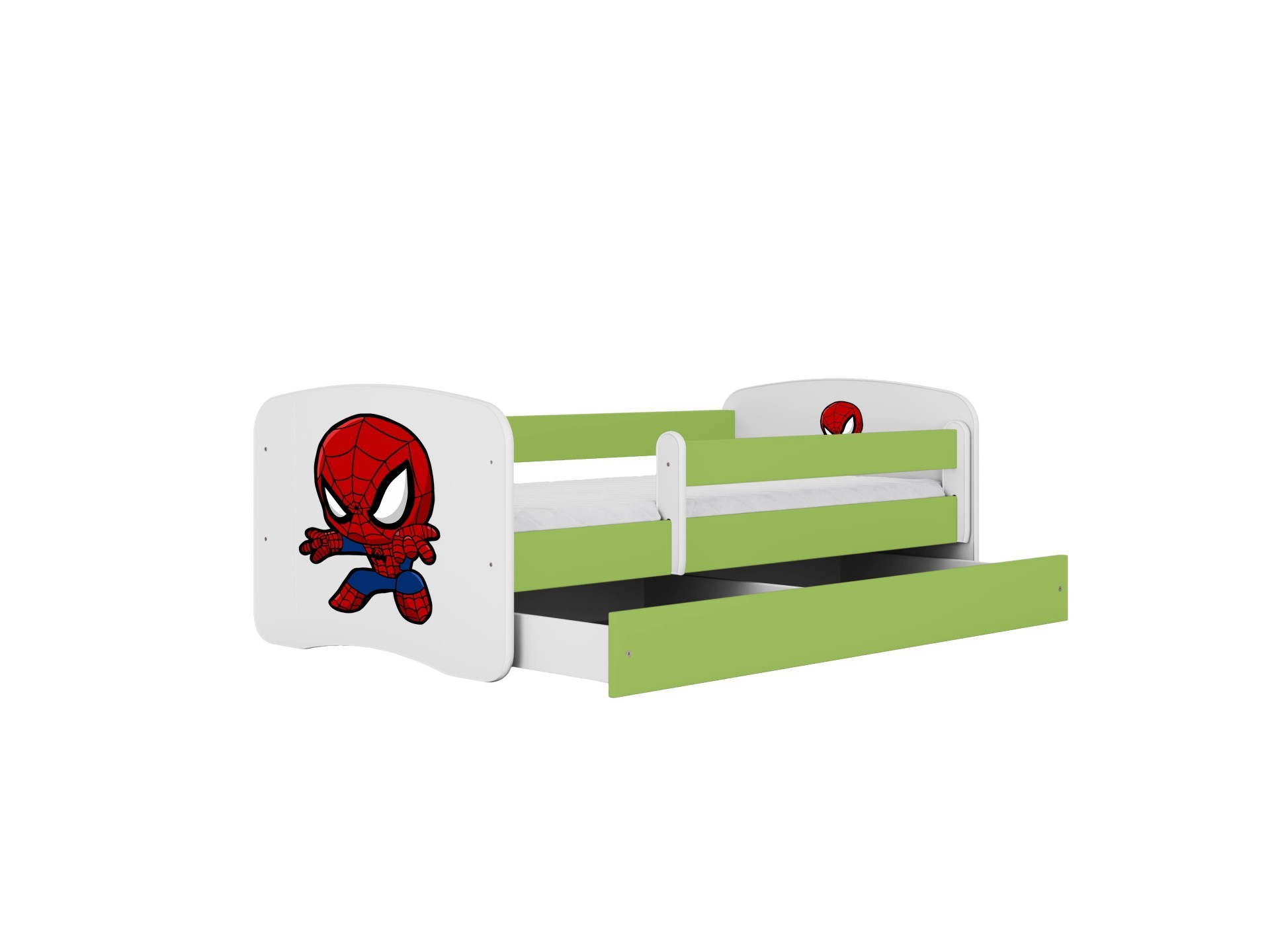 Lit enfant vert Spiderman avec tiroir et matelas