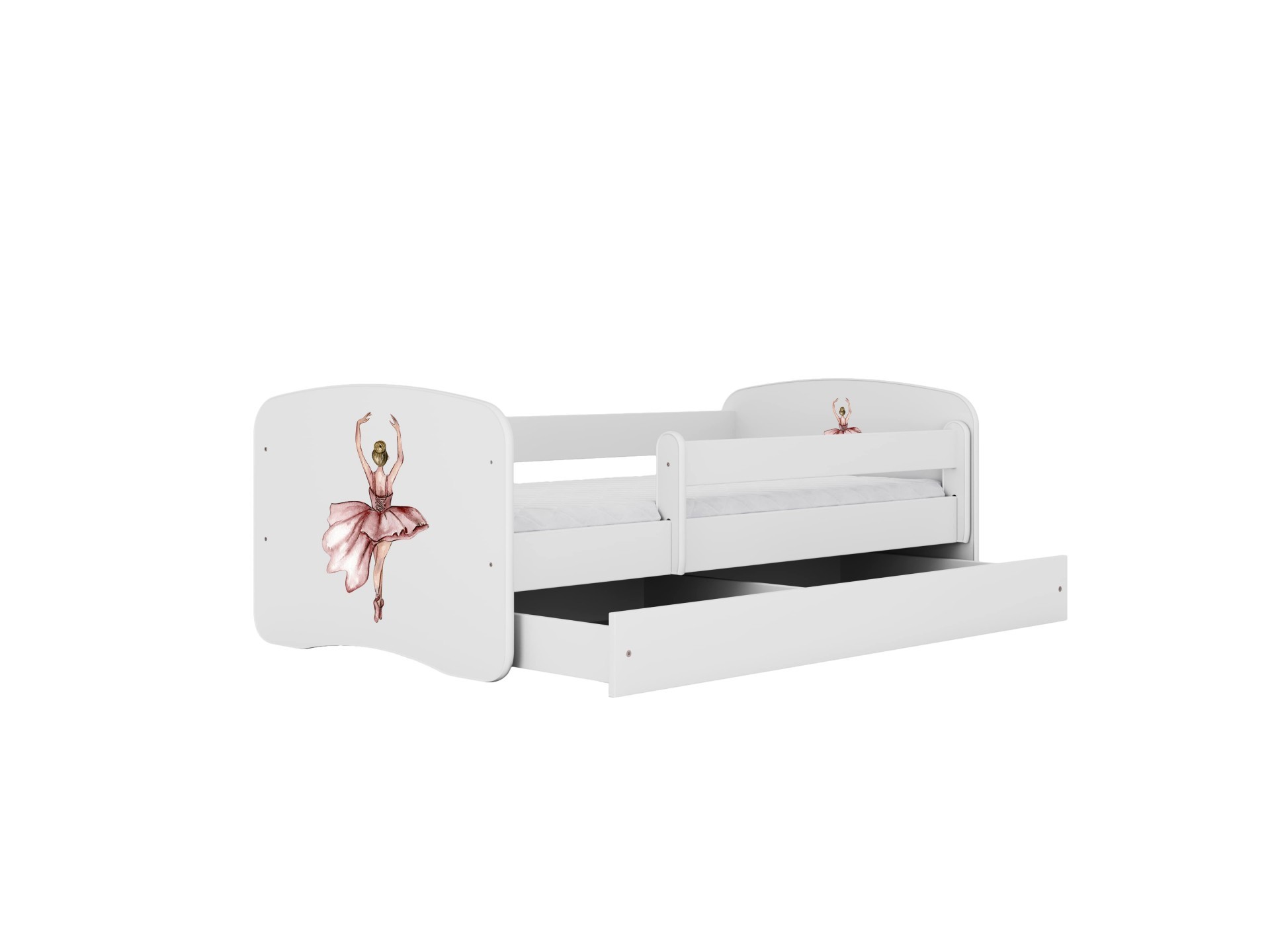 Lit enfant danseuse blanc avec tiroir et matelas