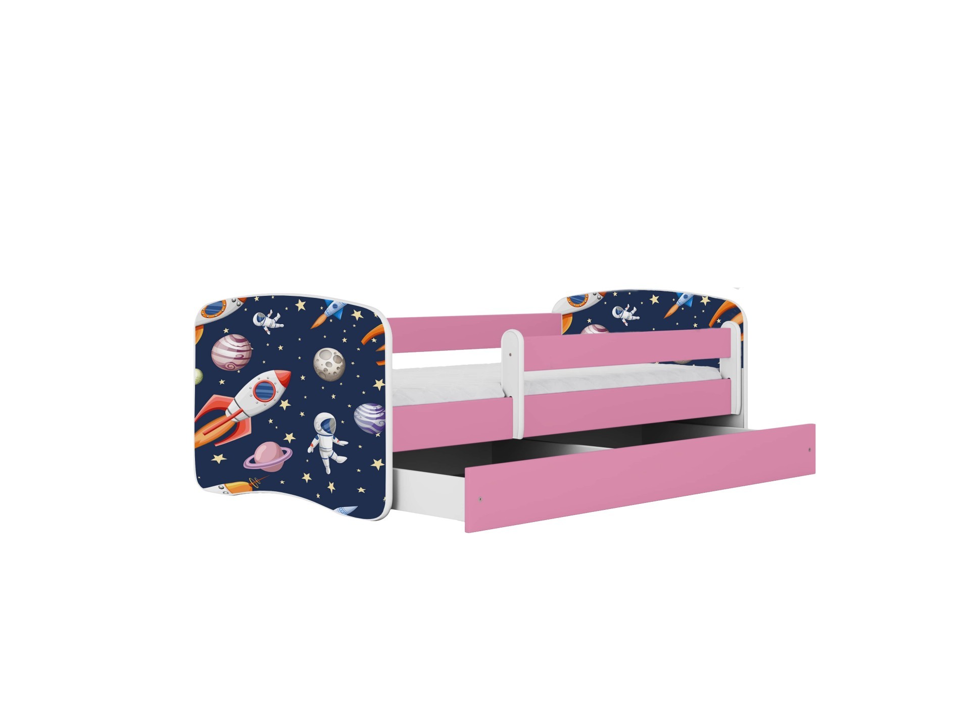 Lit enfant cosmos galaxie rose avec tiroir et matelas